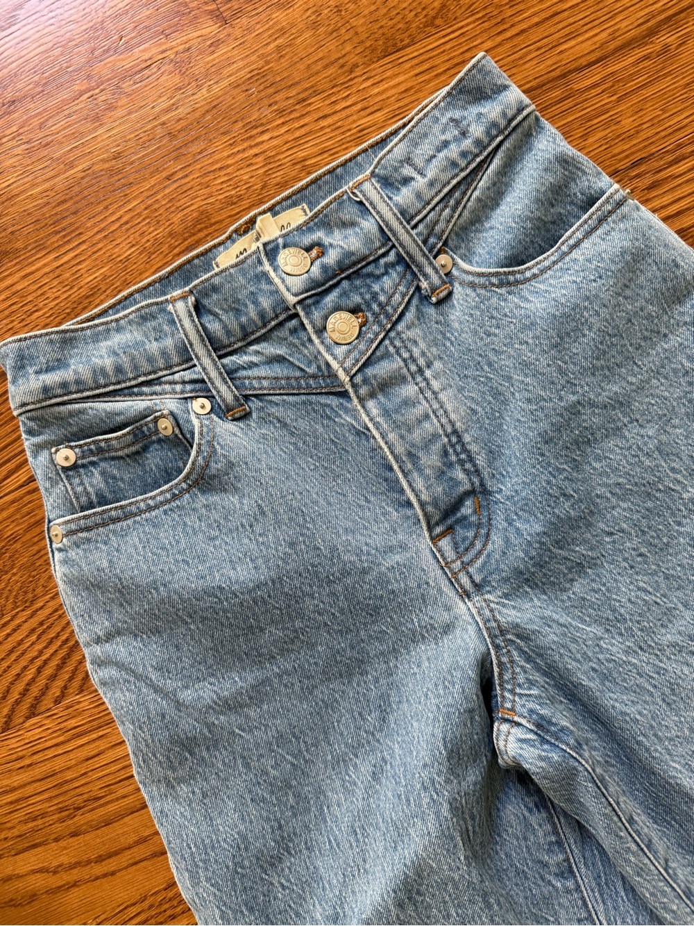 MADEWELL Perfect Vintage Wide Leg Jeans Retro 90s Y2K Slouchy Raw Hem Denim 23